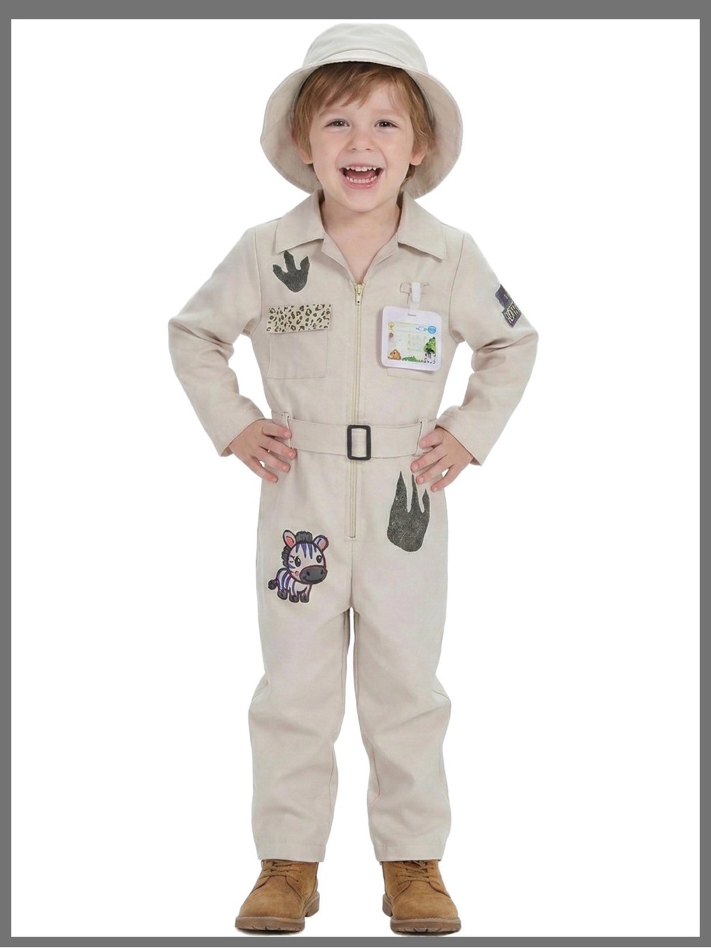 Kids Beige Safari Explorer Jumpsuit pre owned 4-6 years old 
Jumpsuit and hat